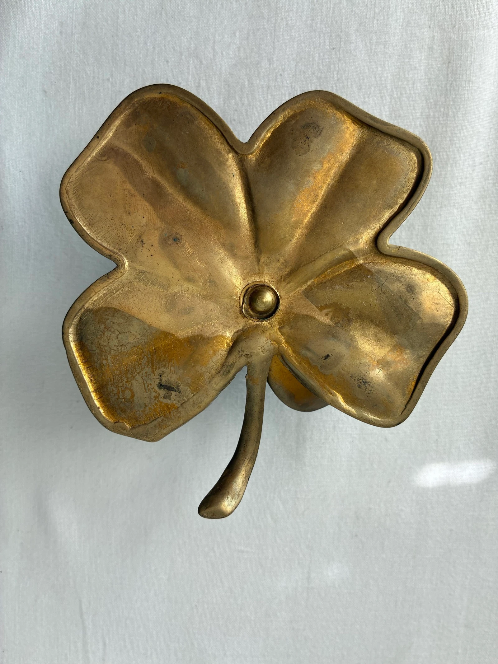 Vintage Messing Klavertje Vier Kandelaar / Bloem Blaas Kandelaar (Mid Century – photo 6